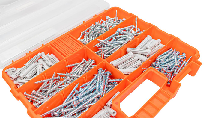 NKT Fasteners sortimentskasse dybler & skruer 400 stk.